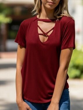 NEW•XL•West Coast Love Merlot Top